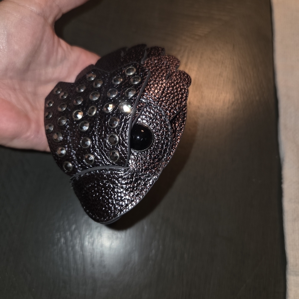 Kurt Geiger Gunmetal metallic Studded Leather Eagle head Bag Charm. NWT - Picture 5 of 5